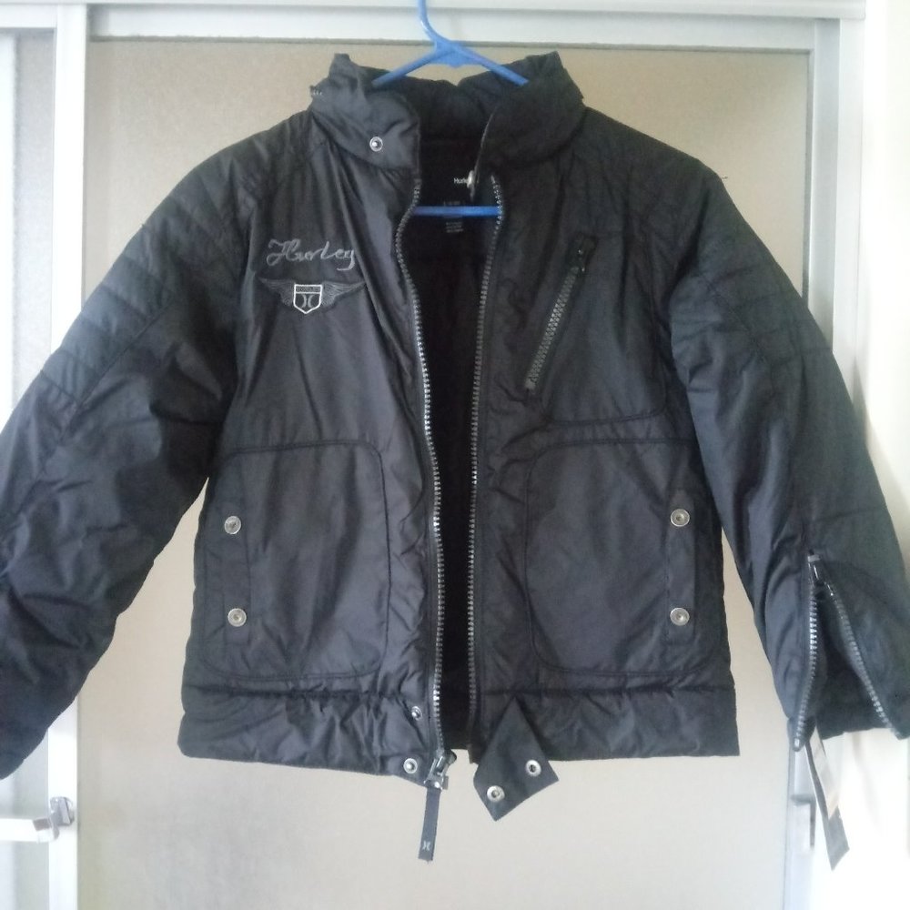 Hurley Kid's Nylon Puffer Jacket Black Sz S (8-10)